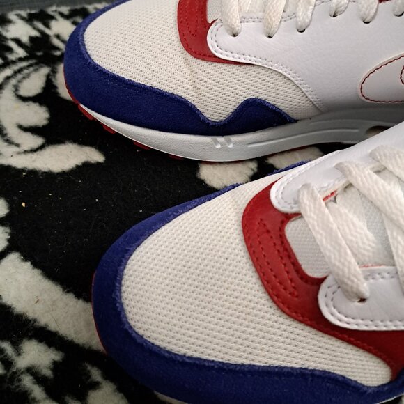 %Size 9.5 Nike Air Max 1 White Royal Blue Red White Men USA CJ9927-100  A 10 main image 4